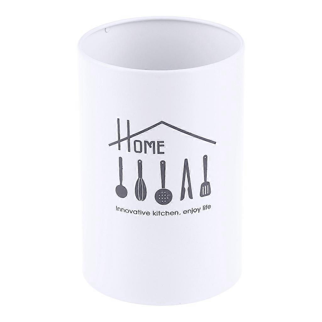 Cylinder Cutlery Storage Caddy Kitchenware Organizer Kitchen Supply Flatware Drainage Container Tableware Storage Rack  White