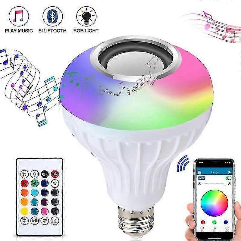E27 Smart Rgb Rgbw Wireless Bluetooth Speaker Bulb 12w Led Lamp Light Music Player Dimmable Audio 24 Keys Remote Controller