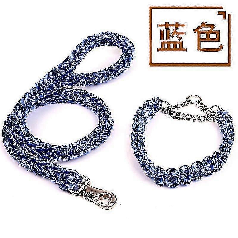 Large Dog Leash Reflective Rope Pet Leash Collar Nylon Running Rope 3cm Blue