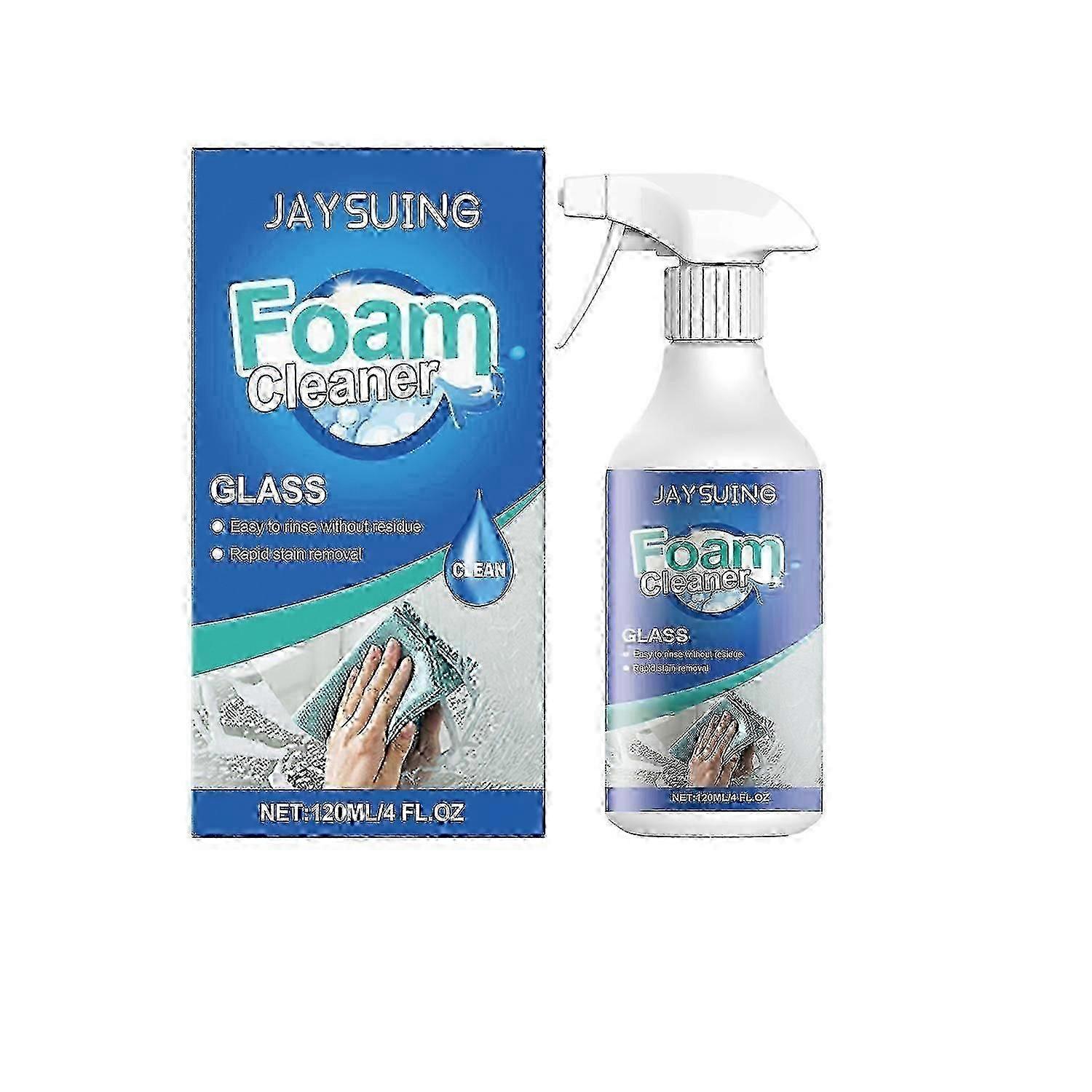 Jaysuing 玻璃泡沫清洁剂可清洁油渍和污渍,用于翻新和日常维护玻璃