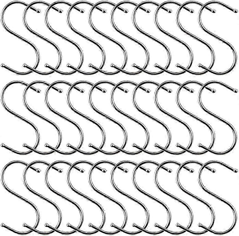 30 Pcs S Shape Hanging Hooks, 7cm Stainless Steel Kitchen Hooks