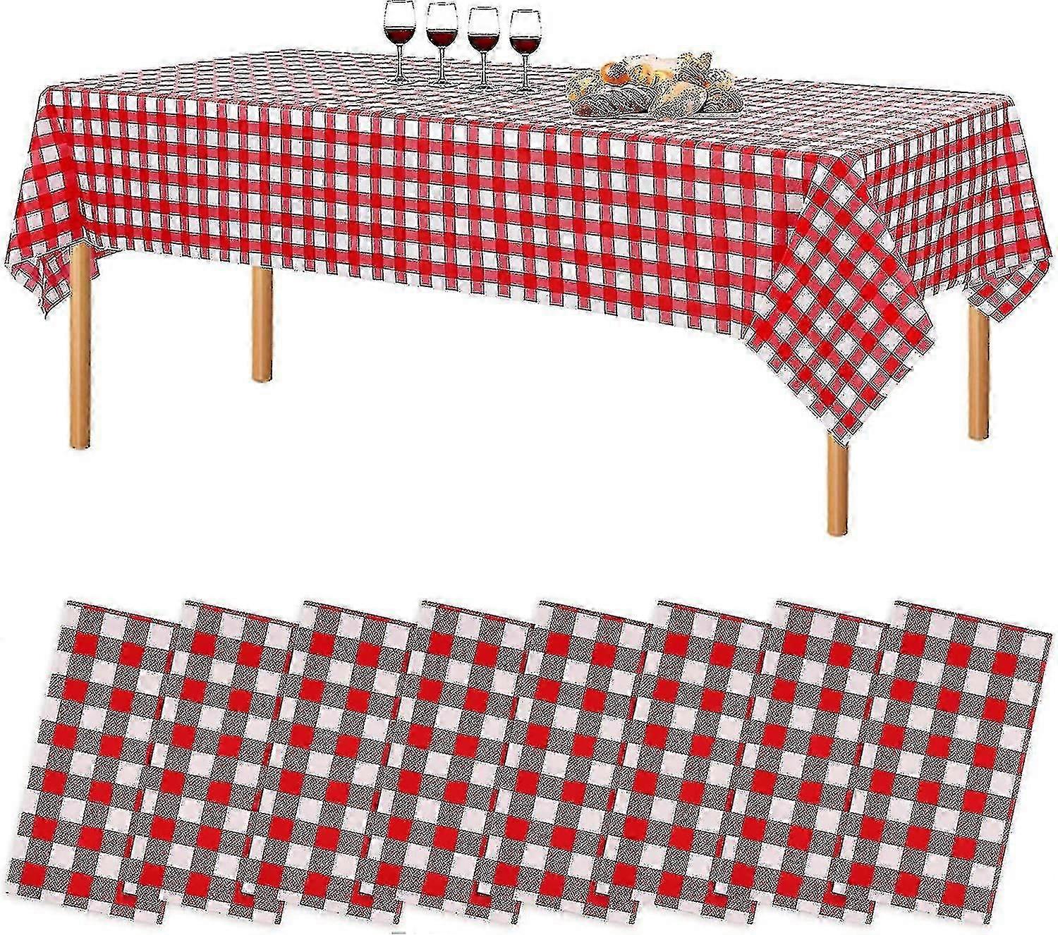 6/8/12 Packs Disposable Red Gingham Plastic Tablecloth 54 X 108 Rectangle Table Cover Suitable for Various Occasions