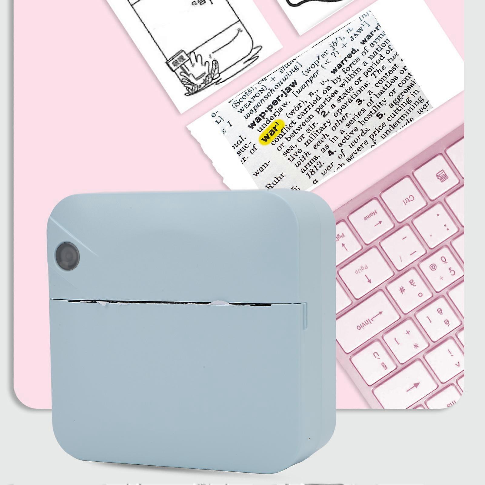 Small Pocket Printer Bluetooth APP Black White Printing Portable Thermal Printer for Students Wrong Questions Photos Labels Blue 