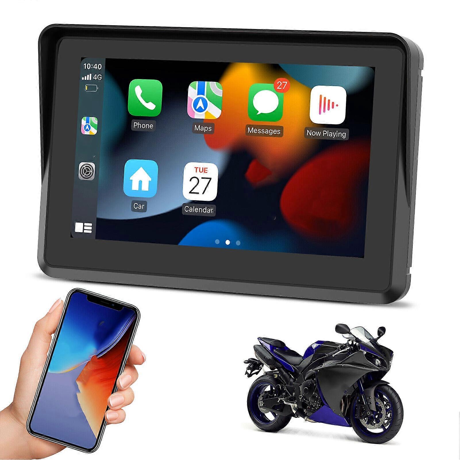 Motorcycle Navigator 5 Inch IPS Touch Screen Wireless Connection Carplay for Android Auto Portable GPS Navigation System No Camera 