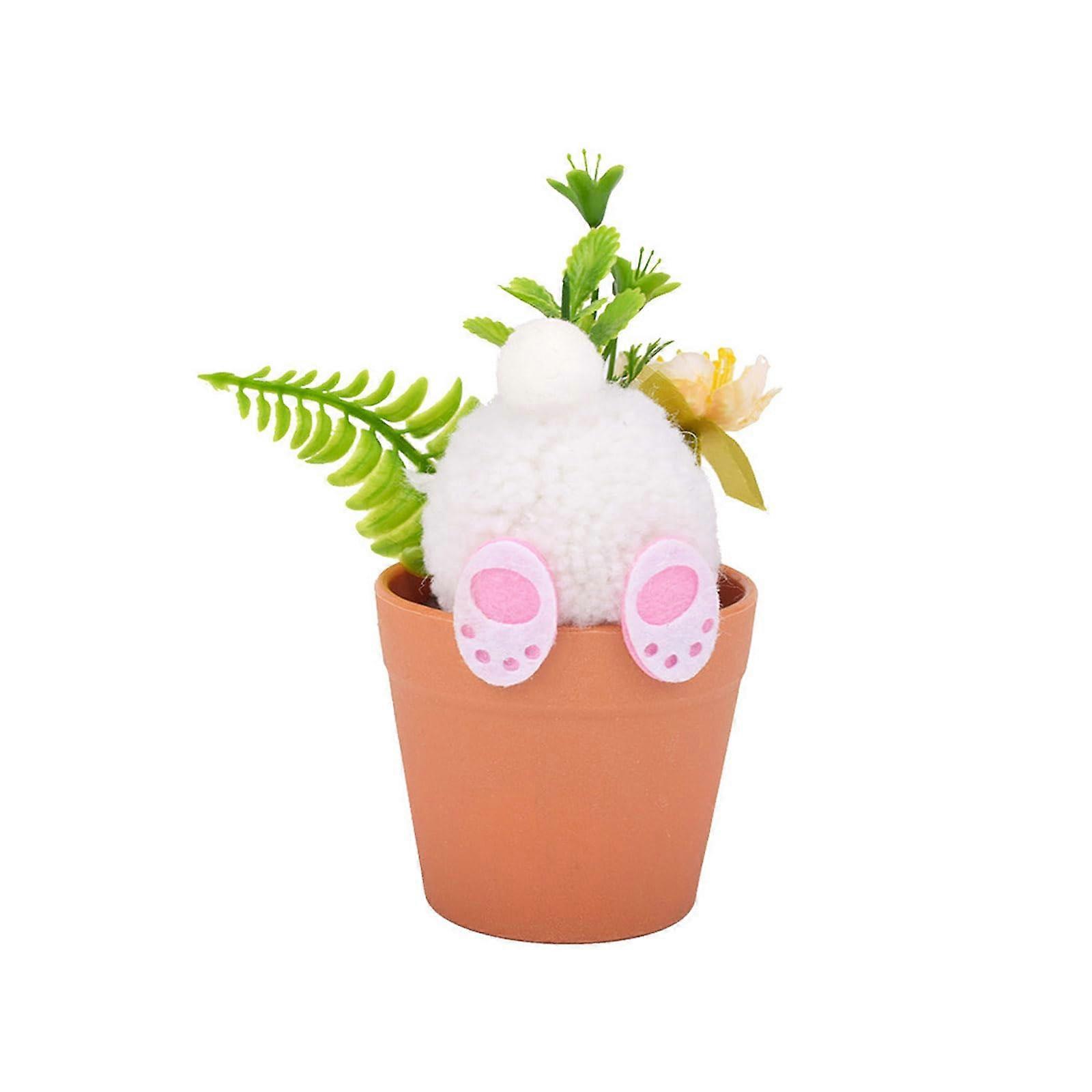 Plush Bunny Figures for Potted Plants, Desk Ornament, Soft Plush Material, Various Sizes, Home Spring Decor