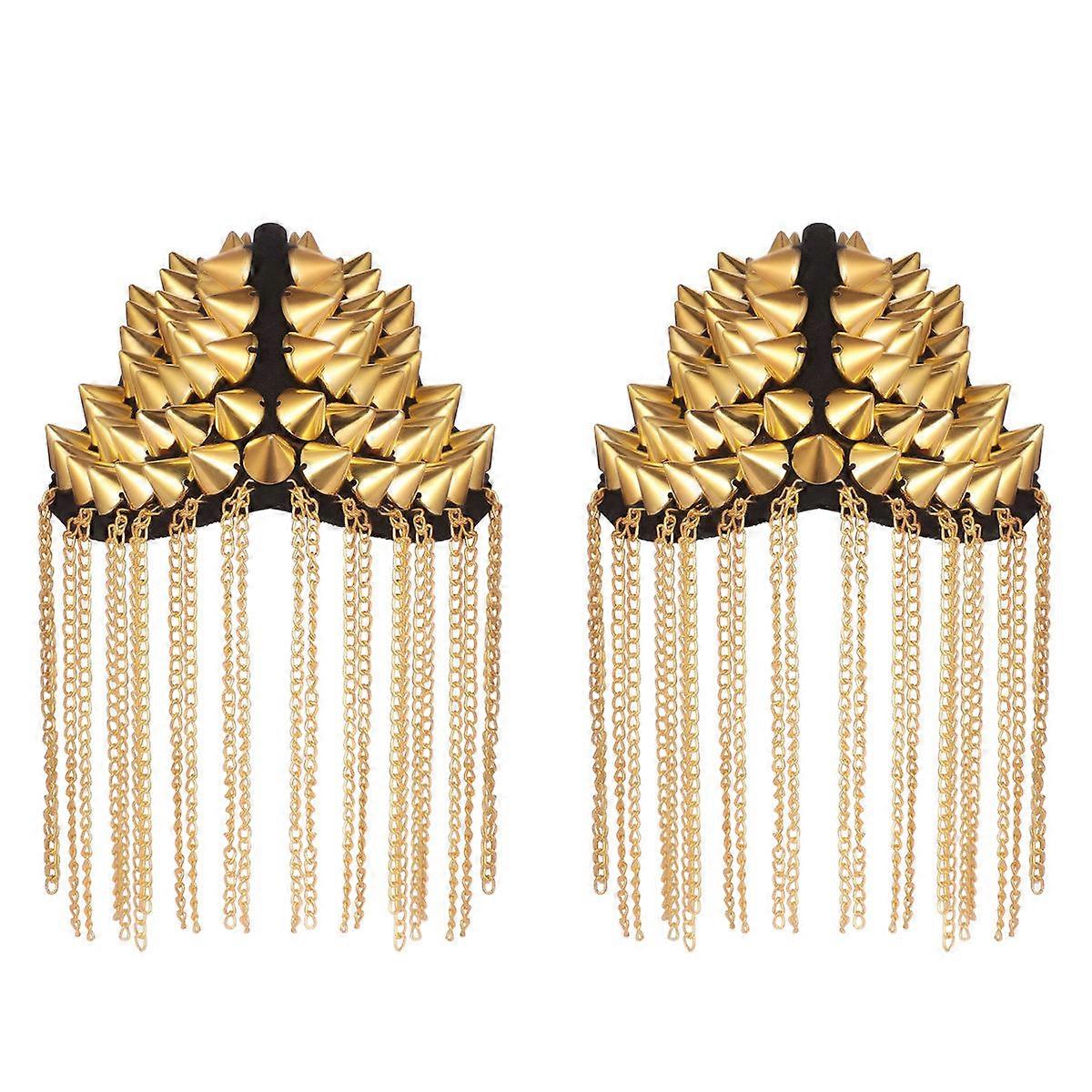 Premium Alloy Shoulder Boards, Stylish Epaulettes with Rivet Details for Costume Use