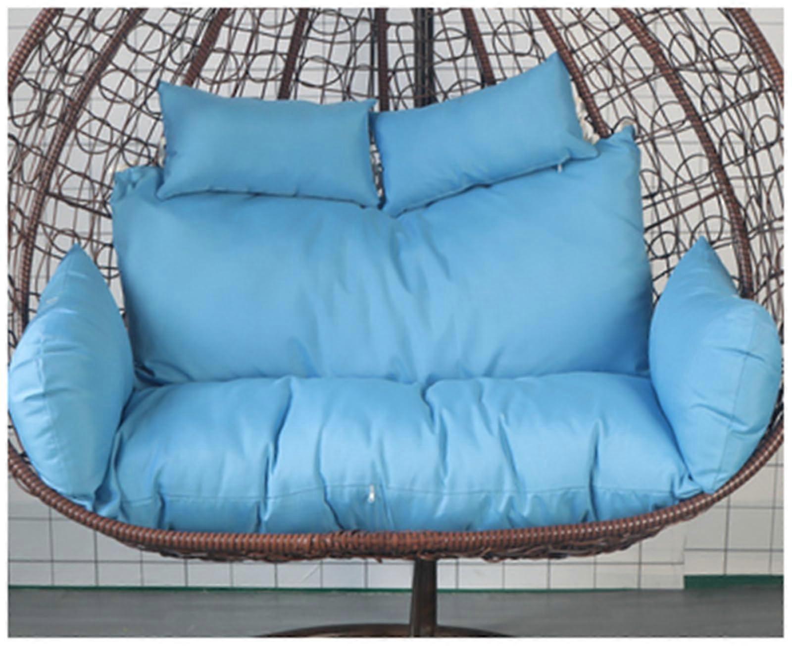 Hollywood swing cushion with headrest, waterproof, double hanging basket, replacement cushion, removable and thick, blue, 2seater Ref: 9807
