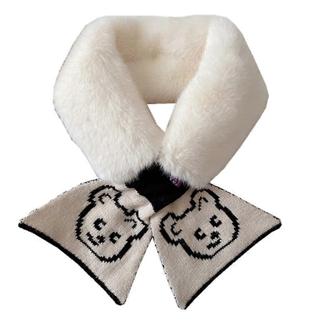 Écharpe, hiver unisexe couleur unie mignon écharpe en peluche fille doux épaissir chaud et coupe-vent col écharpe écharpe en plein air (blanc)