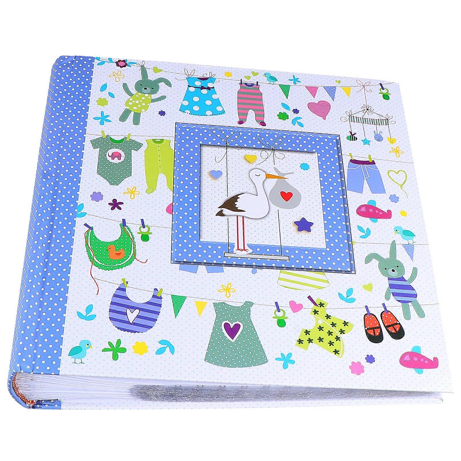 Small Photo Album Cartoon Picture Collector Inserting Photo Album for Home Collect Photos Store Memories 22x22cm Blue 1Pcs