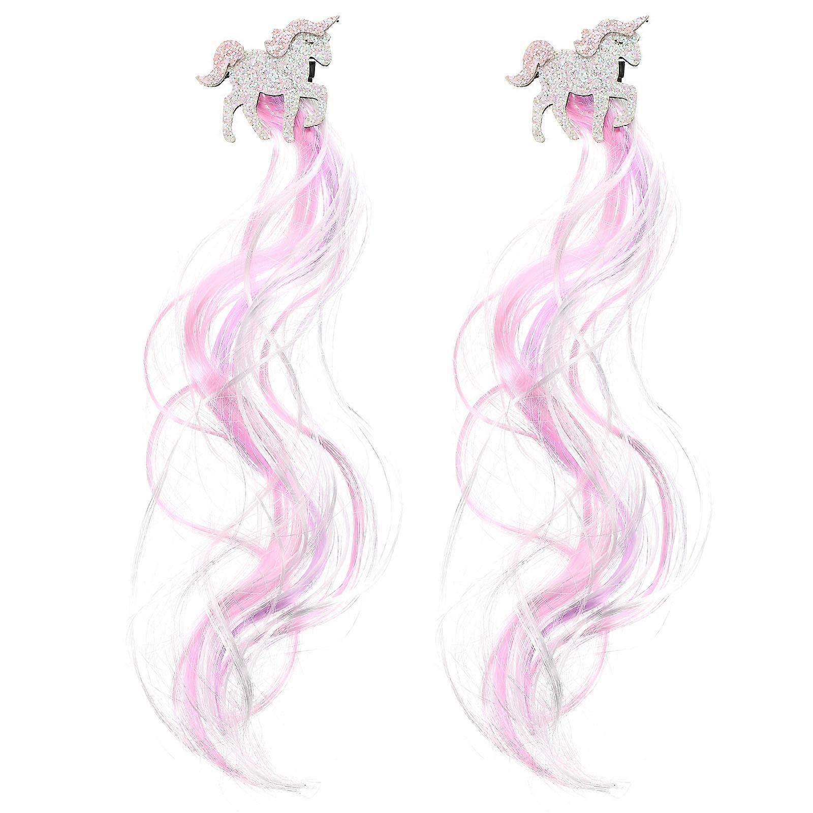 Hair Clips For Girls Unicorn Hairpins Assorted Color Curly Hair Shape present Giving Everyday Use 2Pcs
