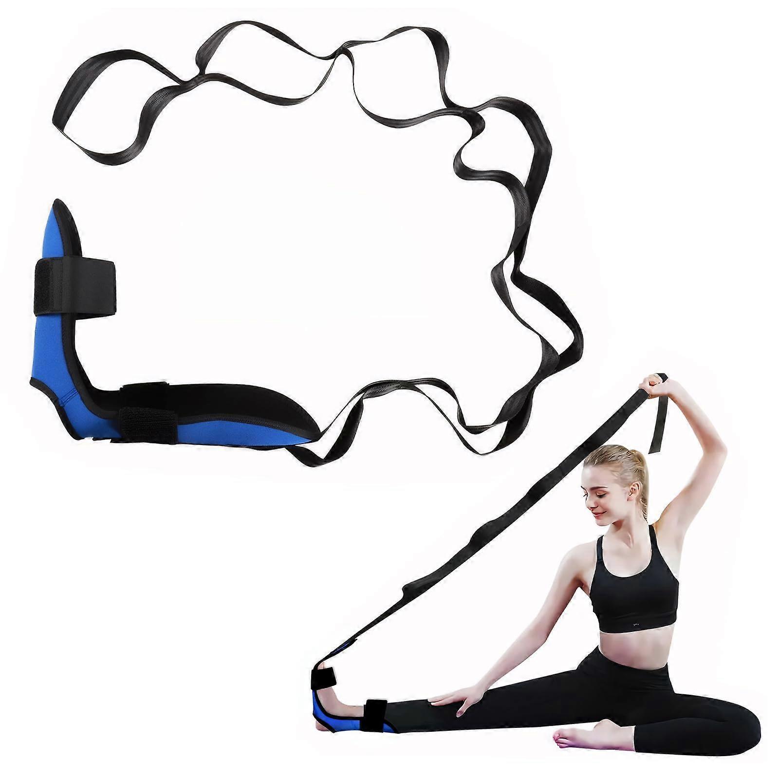 Stretching Band, Yoga Band, High Elasticity Stretch Band, Yoga Stretching Band with Loops and Removable Feet for Pilates, Dance, Gymnastics (Blue)