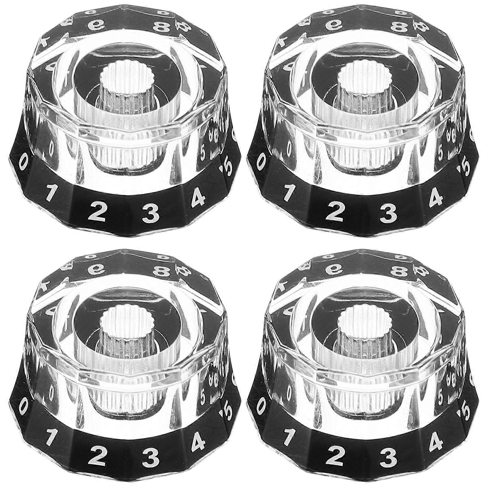 Electric Guitar Volume Knobs Control Knobs for Bass Music Performance Black Round Acrylic Volume Control 4Pcs