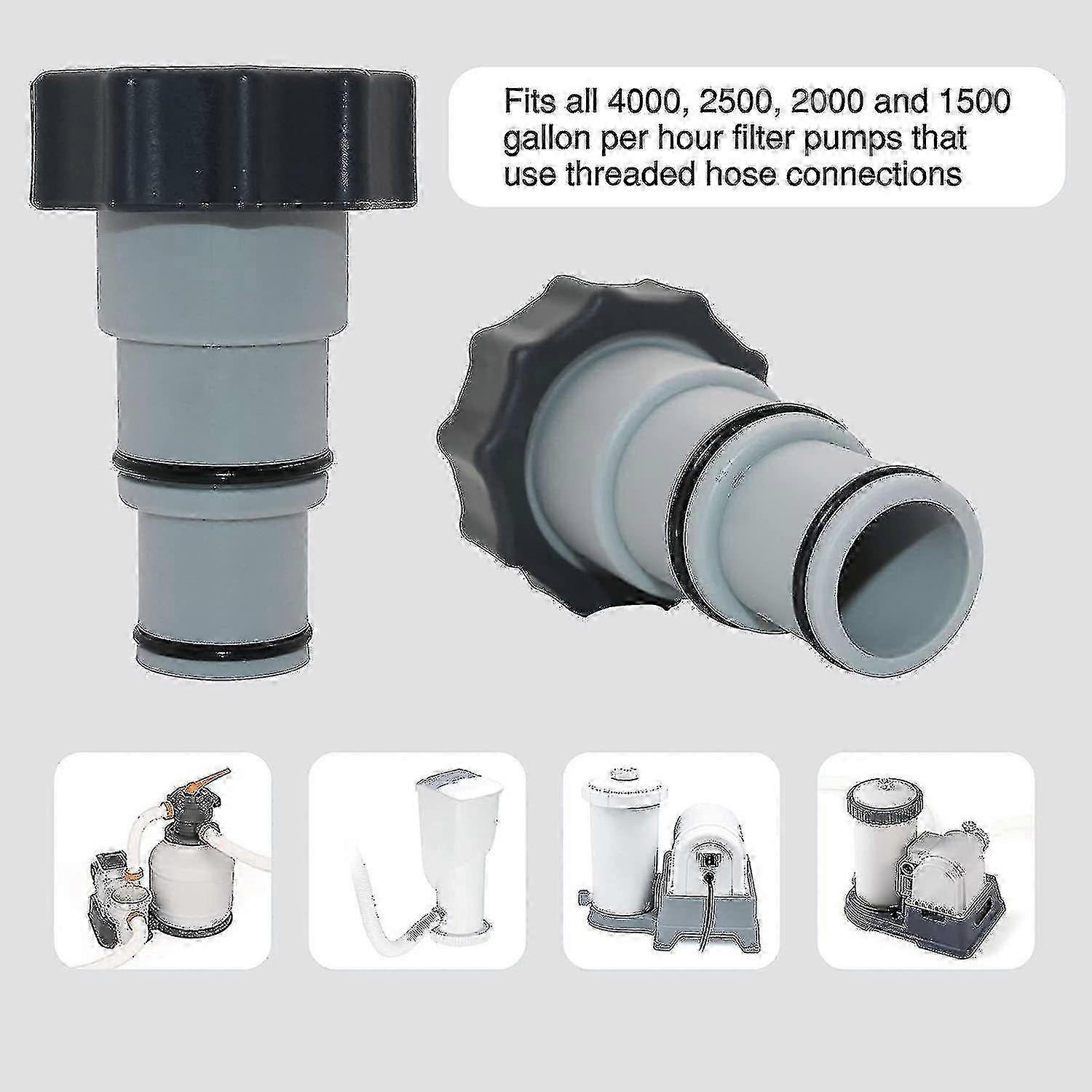 intex Ersatzschlauchadapter für Pumpen - A-Serie - Mit Gewinde - 2er-Pack Grau Hwy