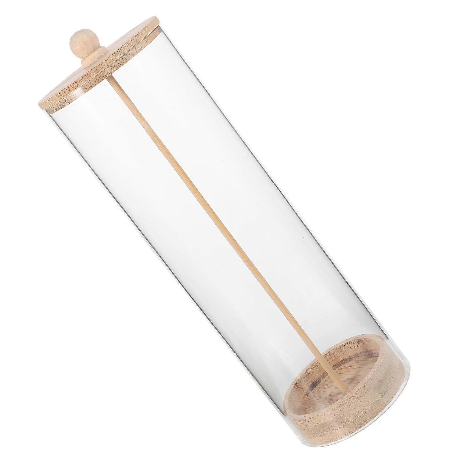 Transparent Straw Dispenser With Wood Lid Countertop Organizer For Kitchen Multi-Functional Use 1Pcs