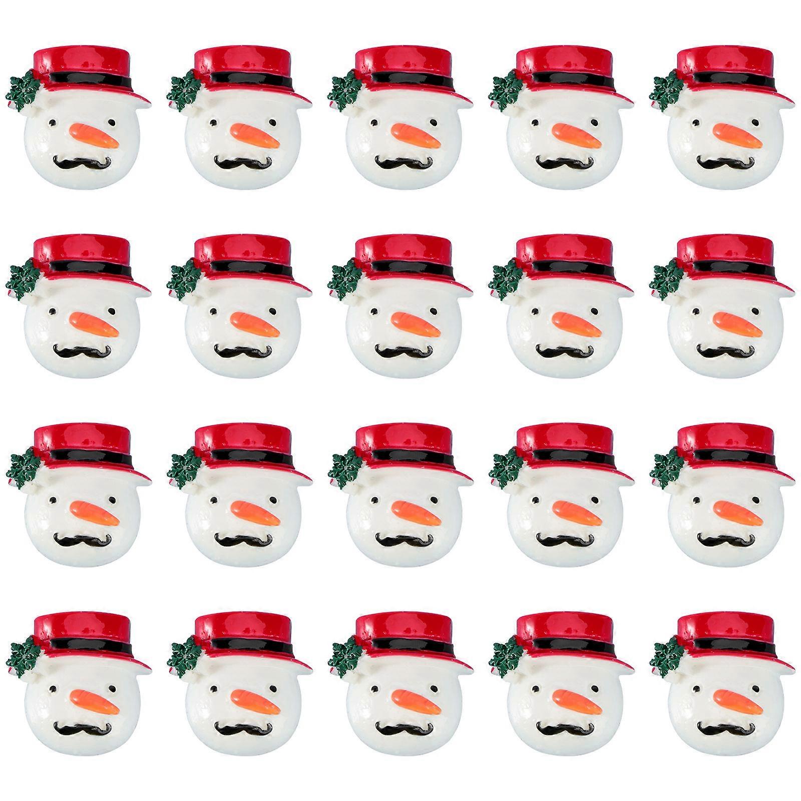 Flatback Resin Charms Snowman Decoration Christmas 2.6x2.6cm Durable 20Pcs