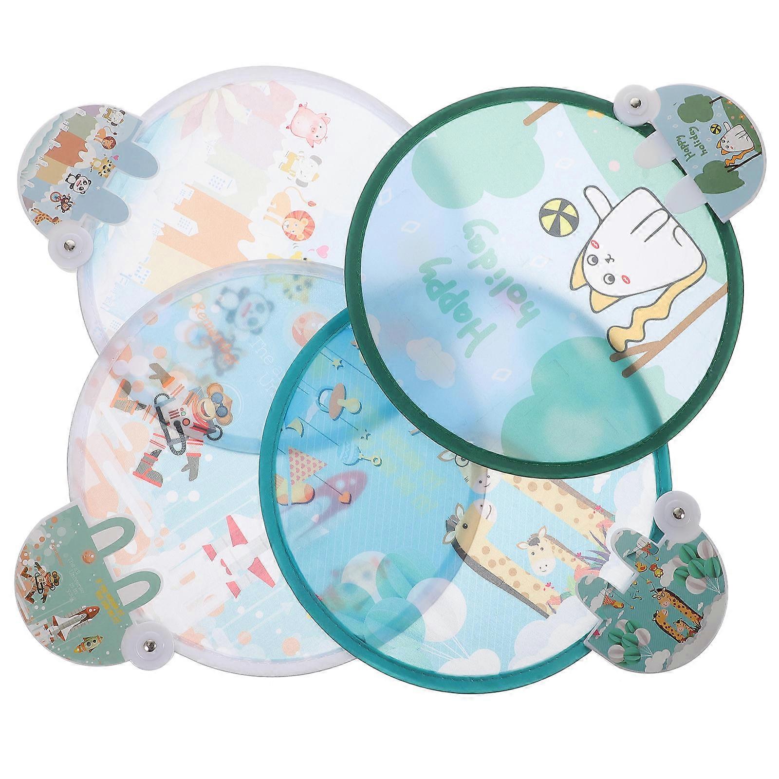 Folding Fan Handheld Small Round Design For Dancing Performances Outdoor Weddings 4Pcs