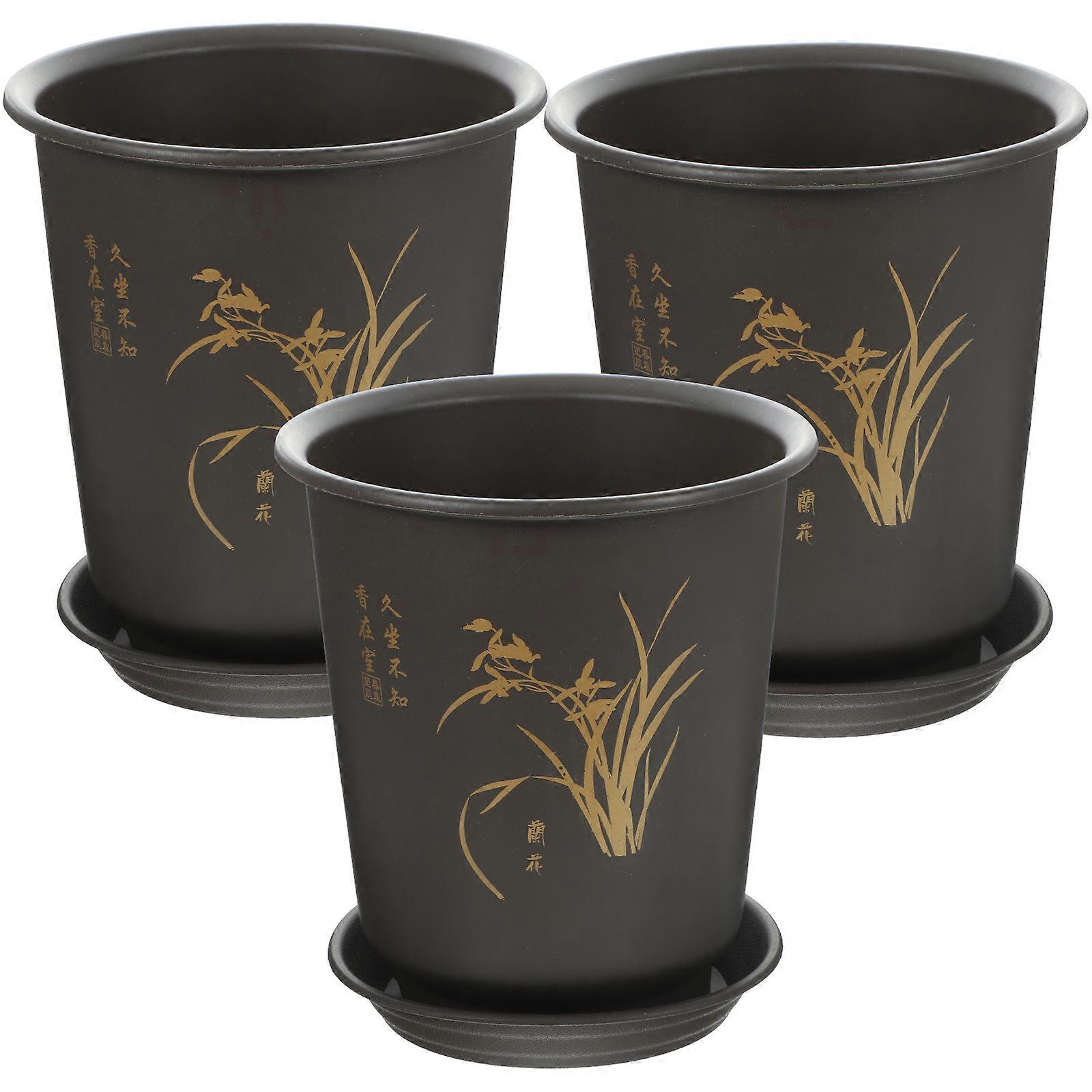Planter Pots Indoor Gardeners Homeowners Simple Style 19.5x17cm Dark Red 3 Sets
