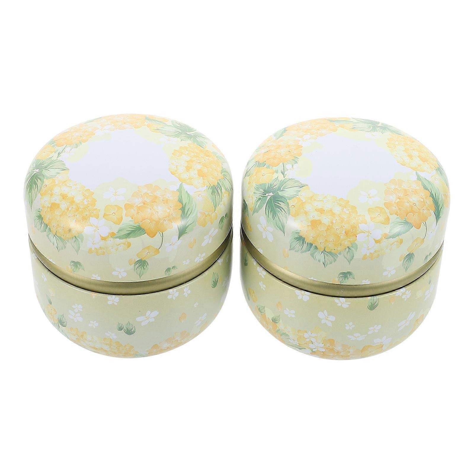 2pcs Tinplate Tea Storage Canisters with Sealed Design for Loose Tea Leaves, Sweets & Kitchen Organization – Patterned Powder Boxes for Freshness &