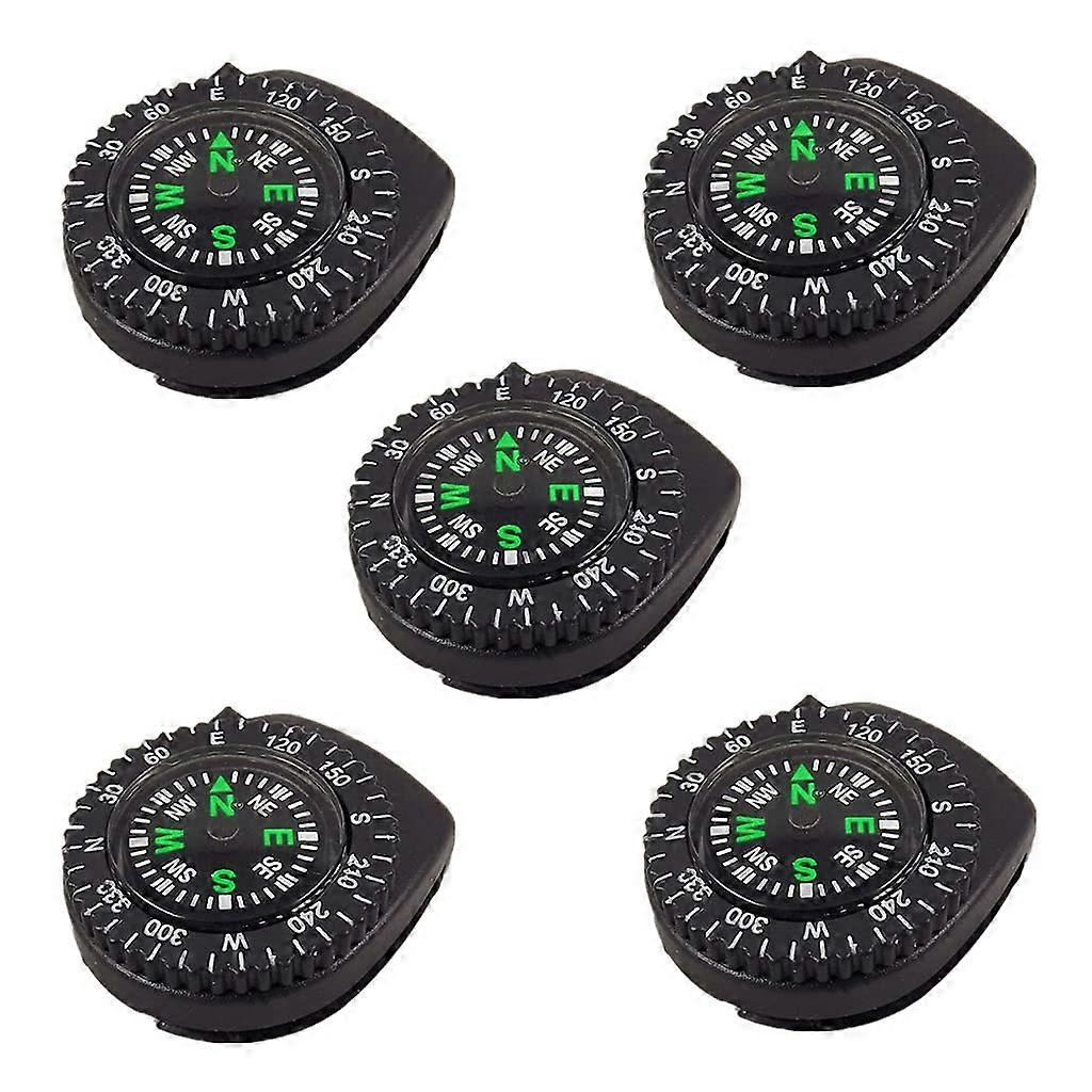 Removable,, Watch, Camping, Hiking, Navigation, Survival Tool, ABS Acrylic, Pack of 5, Black