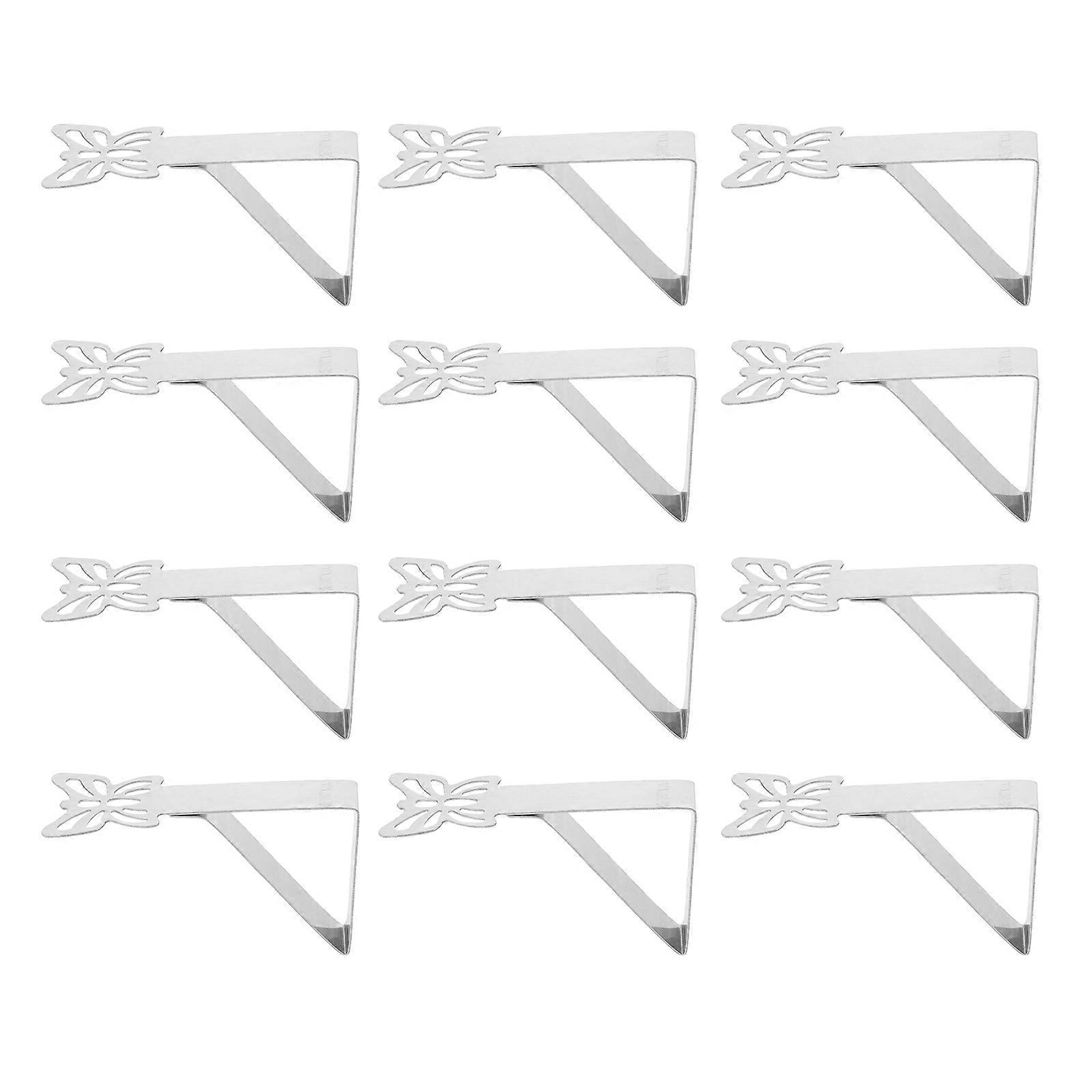 Tablecloth Clamps Triangle Retainer Clips For Home Dining And Restaurant Use Silver 7.60X4.80X2.80CM Antislip Firm Hold 12Pcs