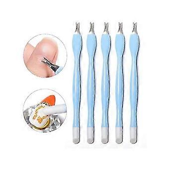 5pcs Multi-function Nail Clippers Cuticle Pusher Double Way Rhinestone Nipper Silicone Carving Tool