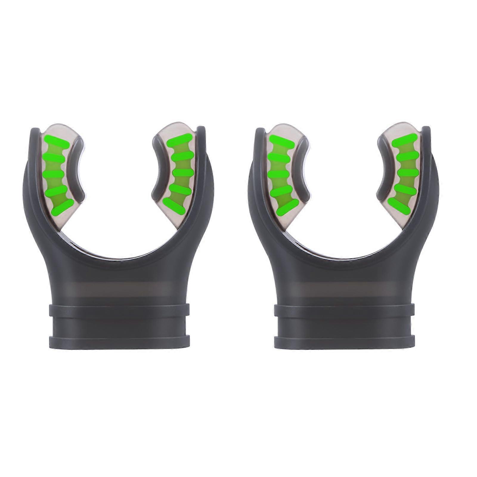 2pcs Silicone Snorkeling Mouthpiece for Diving Regulator, Compatible with Most Standard Dive Gear, Gray Green