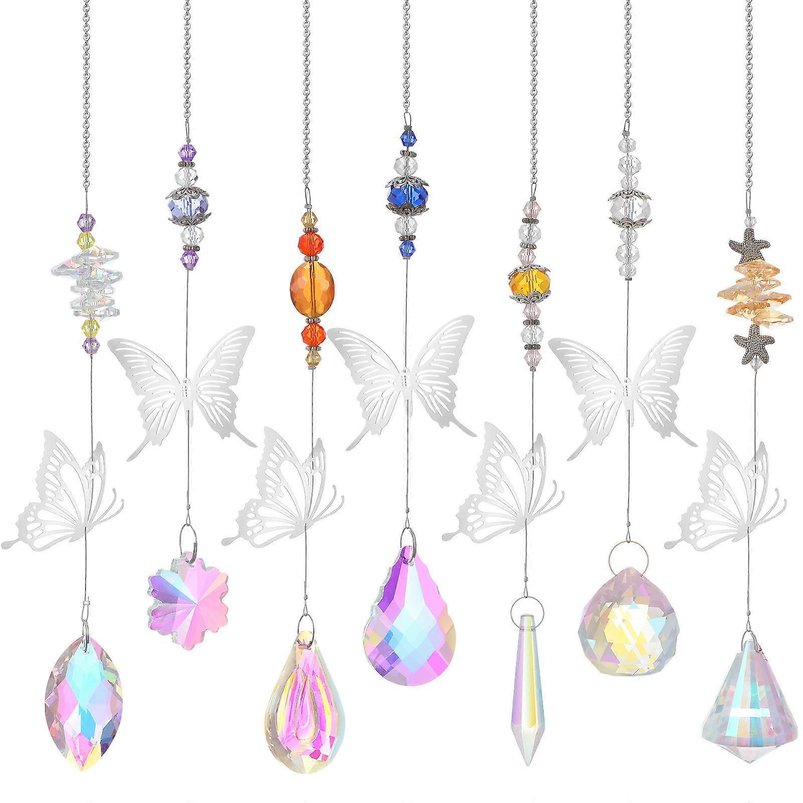 Κρεμαστό Στολίδι Sun Catcher Crystal Suncatcher Διακόσμηση Σπιτιού Σχήμα Πεταλούδας 34x3cm Sunlight Capture 7Τμχ