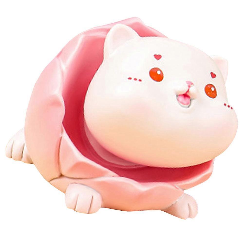 Shaking Head Kitten Figurine Resin Cat Decoration for Desktop TV Cabinet Car Pink 6.7X5.6X4.9CM 1Pcs