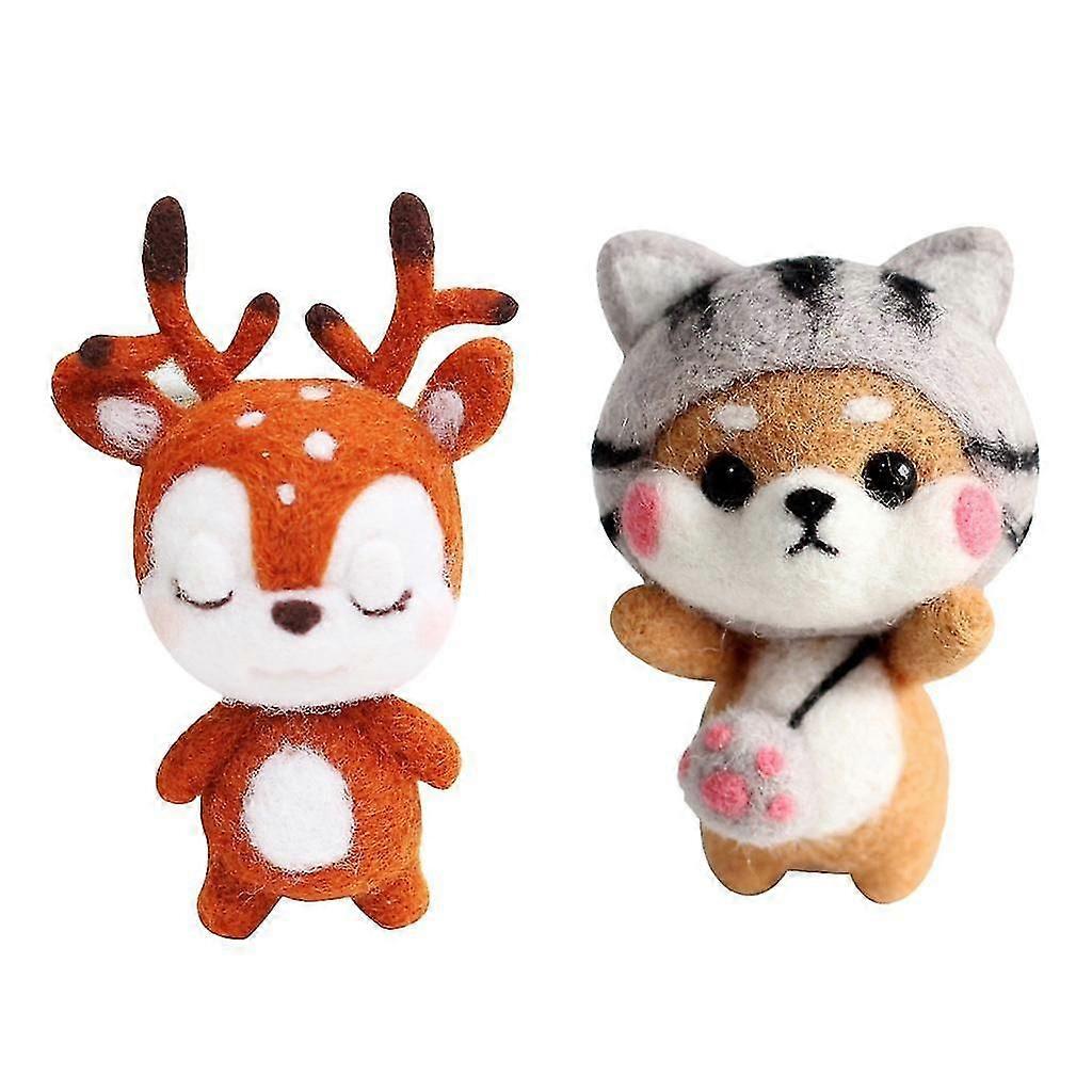 2 Set Cartoon Needle Felting Kit For Beginners with Tools and Tutorials