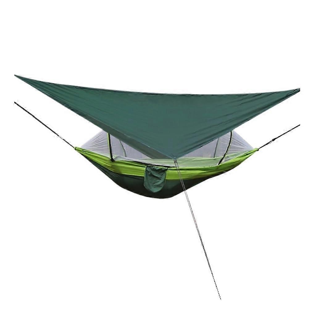 Hammocks With Mosquito Net Automatic Quick Opening Canopy Set Pole Parachute Cloth Green Backyard Patio