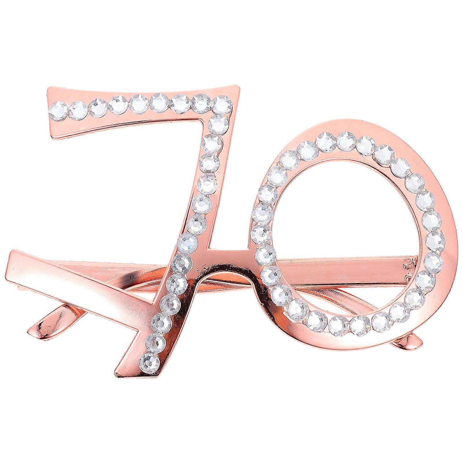 Photo Booth Props Glass Numeric Birthday Eyeglasses Decorative Frame Eyewear Rose Gold 15X13.5X10CM Celebration Accessory 1Pack