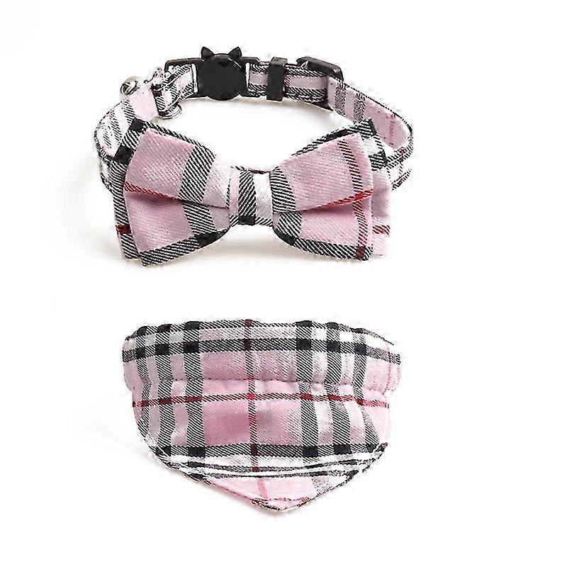 Stylish Check Design Pet Collar Set for Daily Use Medium Size