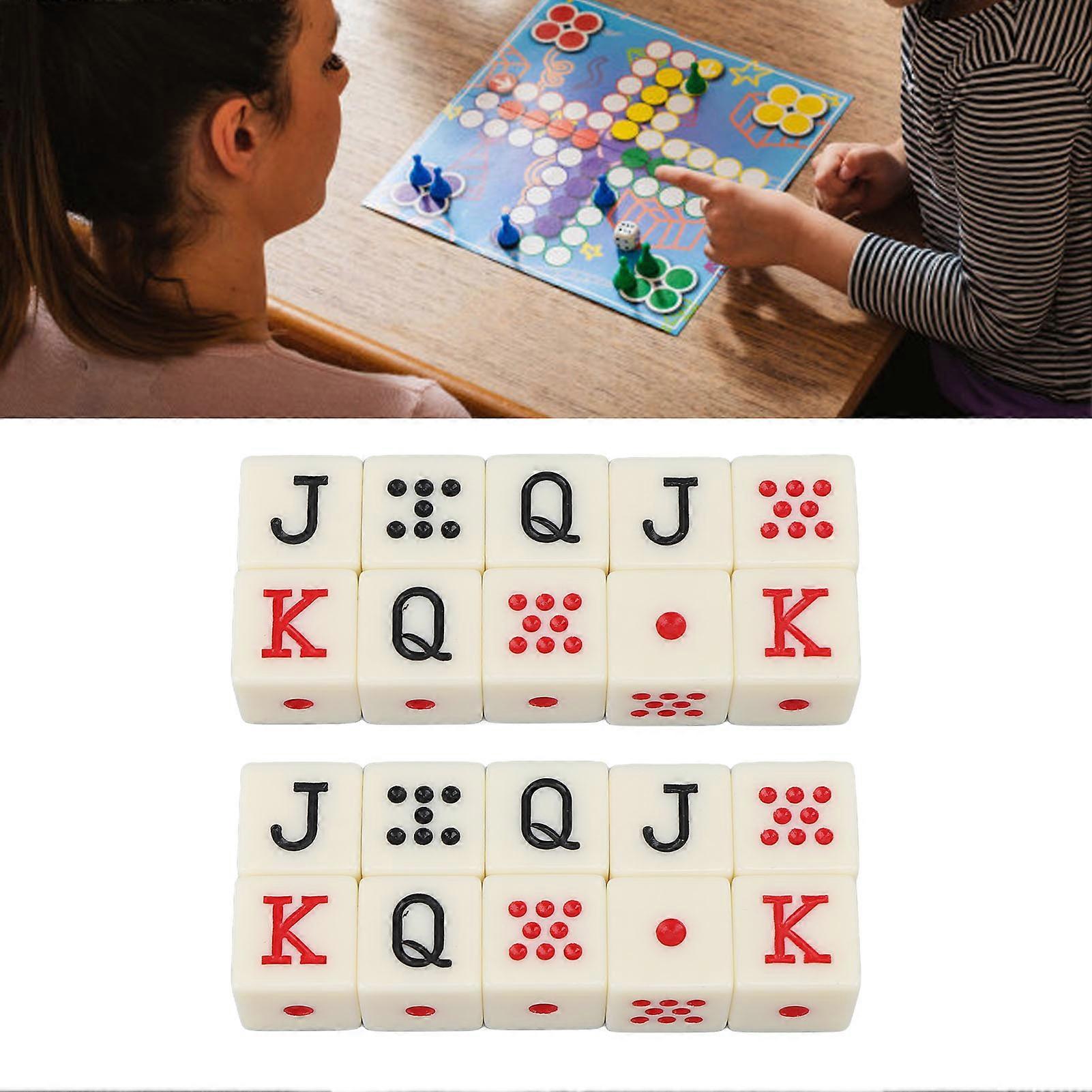 20Pcs Spanish Poker Dice 6 Sided Square JQK Dice Plastic Table Game Dice Set Yellow 