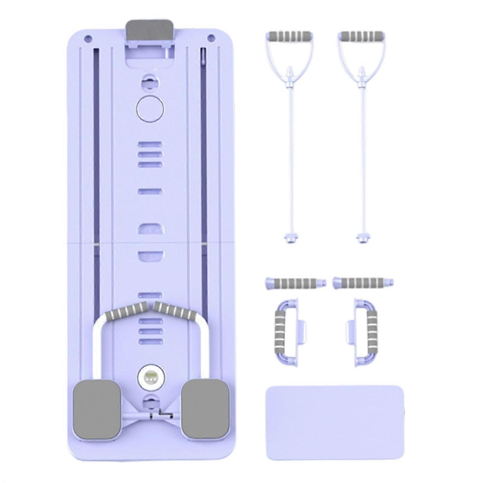 Foldable Pilates Board For Home Training With Bands Purple