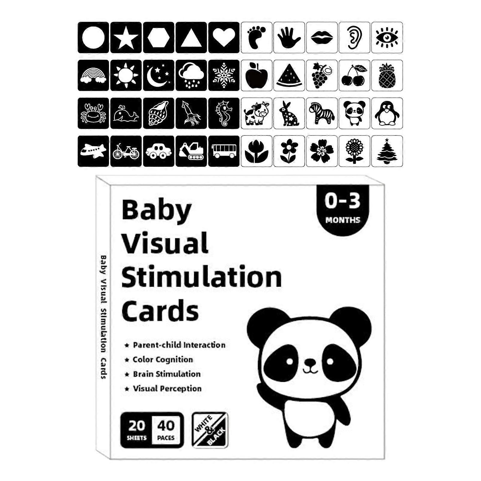 Interactive Baby Cards for Visual Stimulation, 13x13 cm Black and White Learning Activities for Infants 0-3 Months