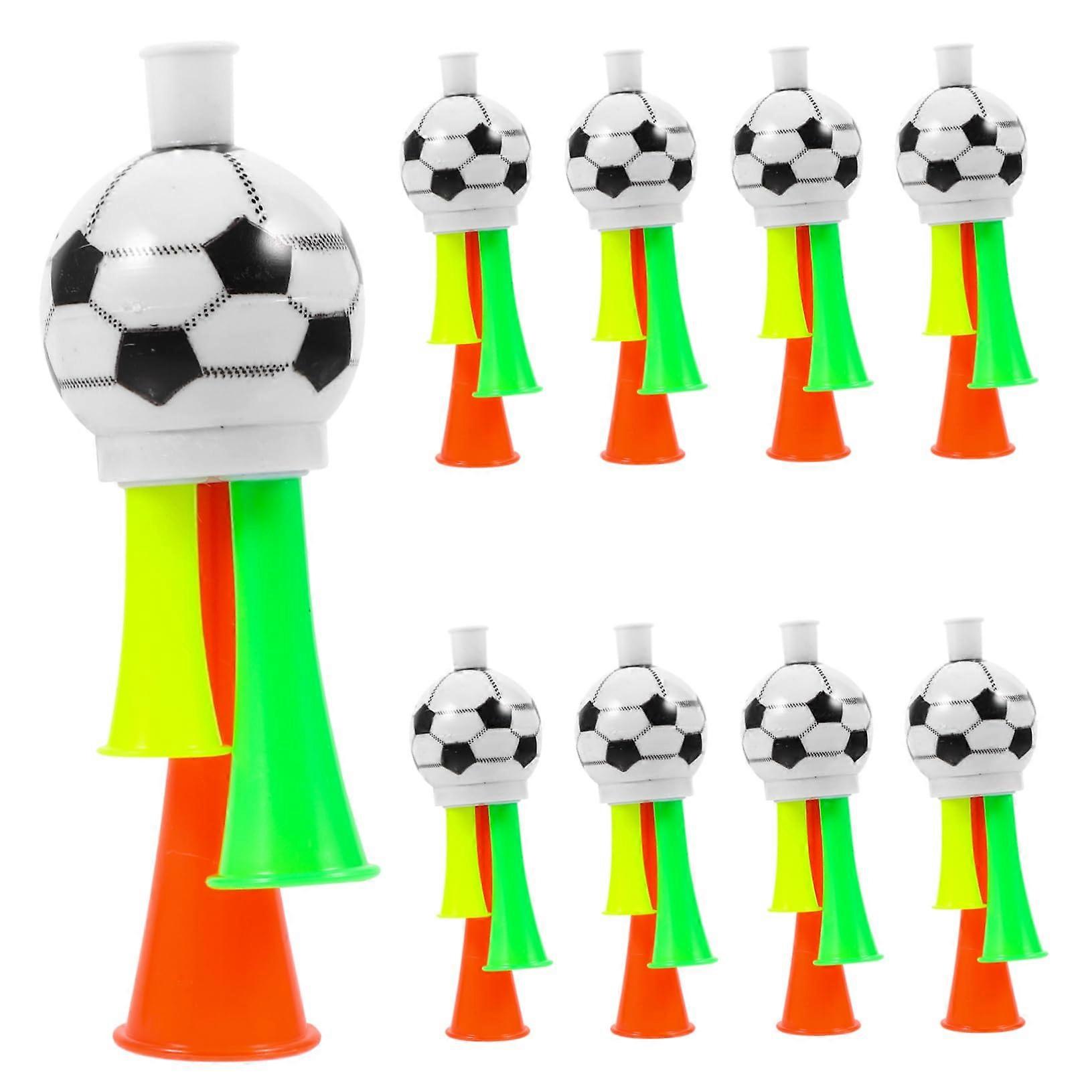 10 Pack Mini Football Horns for Parties - Stadium Cheer Props, Sports Toy Trumpets in Assorted Colors