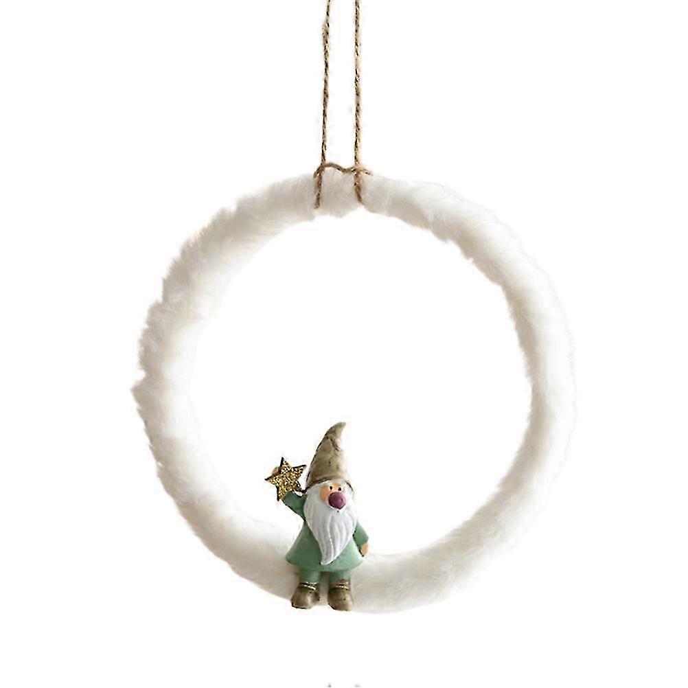 Christmas Round Five Pointed Star Plush Pendant for Tree Window Table Home Hanging Decor