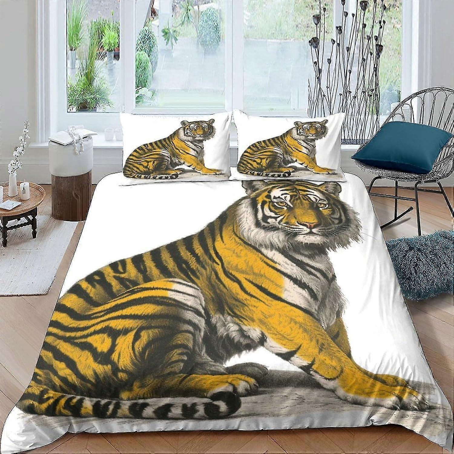 Djur 3D-tryckt påslakan för pojkar och flickor, mjuka mikrofibersängkläder med dragkedja och örngott