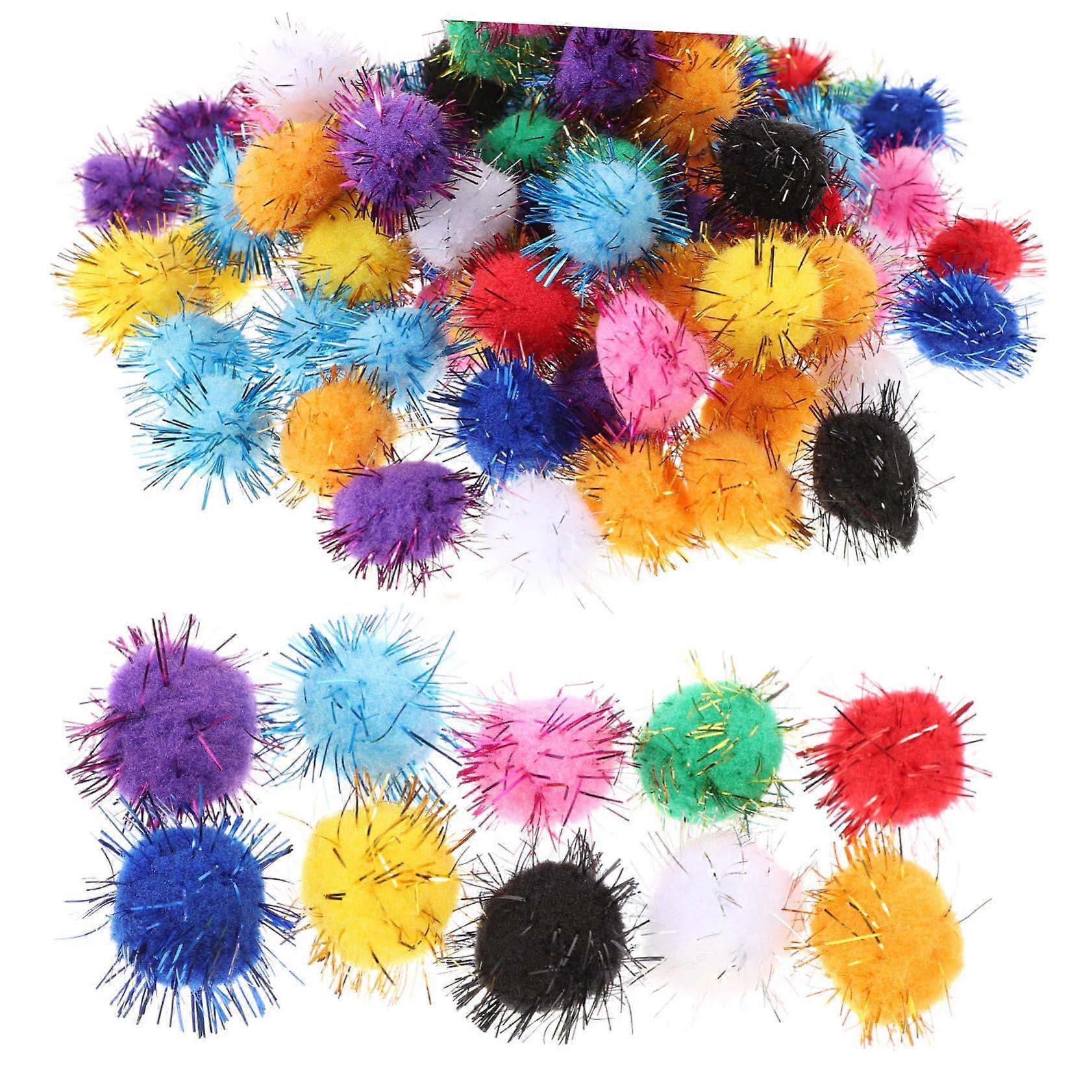 Fuzzy Craft Balls for Cats - 100-Piece Set in Mixed Colors for DIY Projects and Creative Decorations