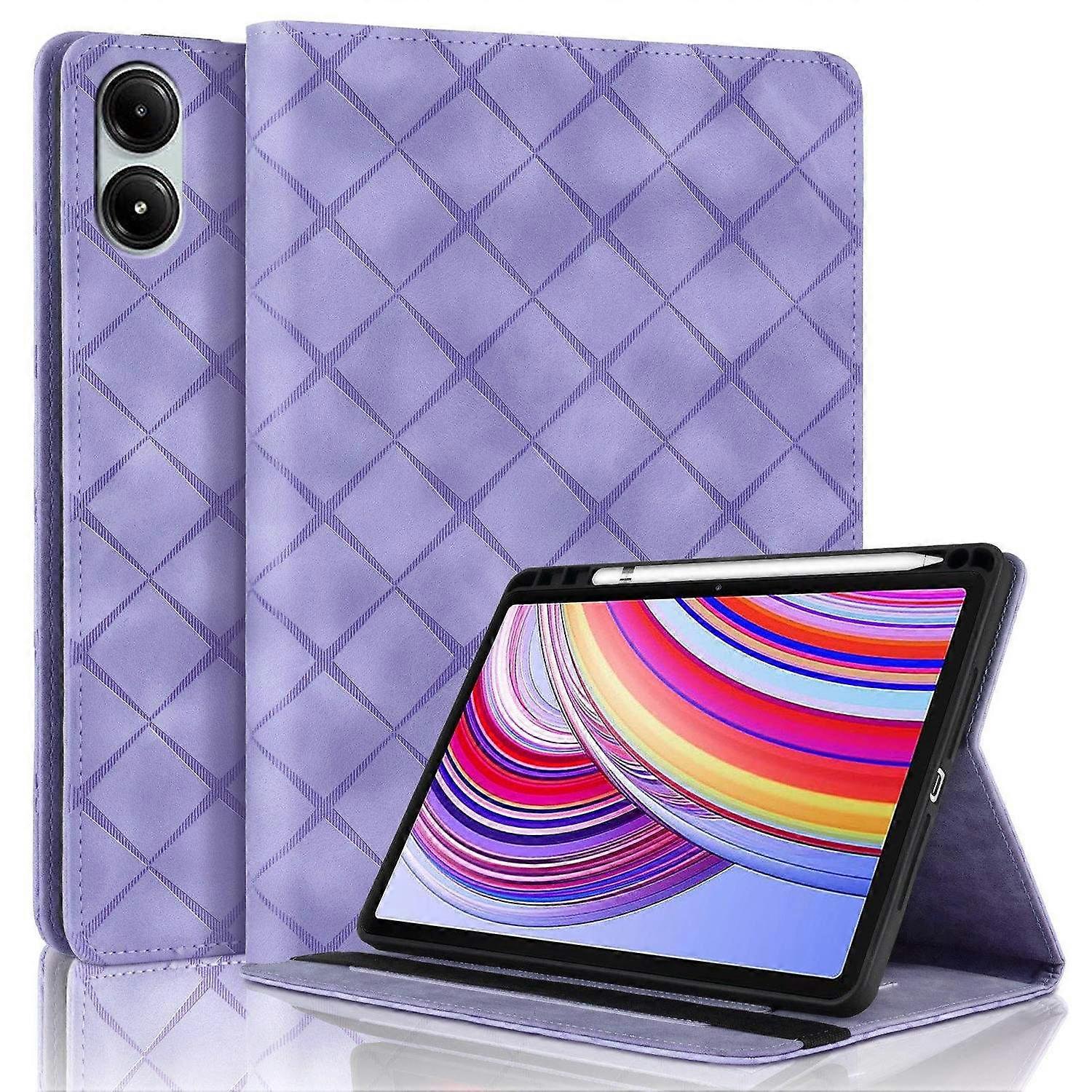 Ανάγλυφη δερμάτινη θήκη για Xiaomi Redmi Pad Pro 12.1 2024 - Μωβ