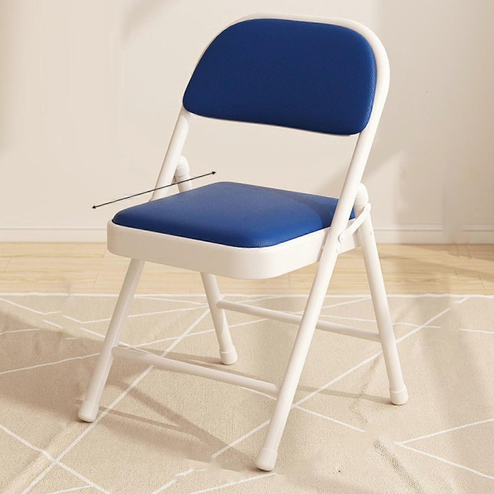 Folding Chair with Padded Seat, Portable for Household, Stackable Indoor Outdoor, White Blue