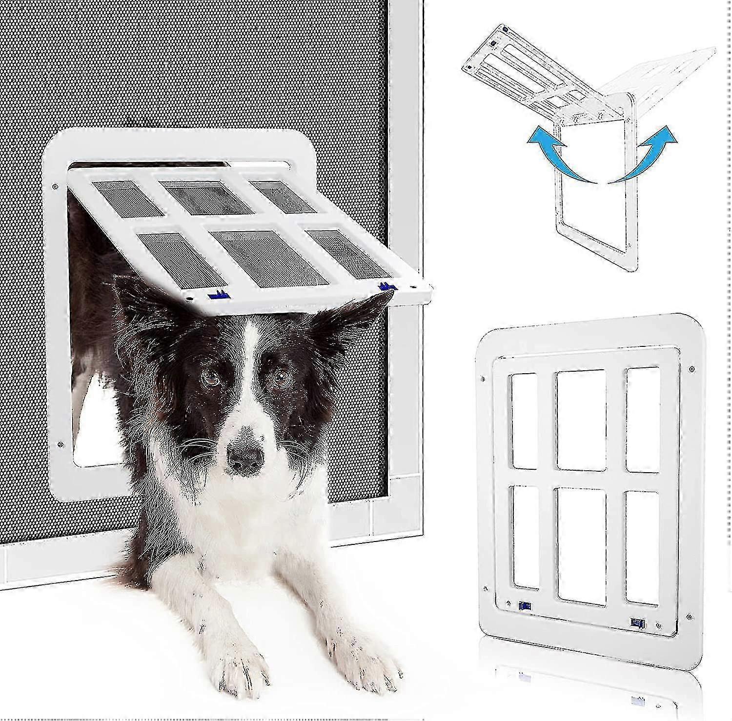 Cat Flap Fly Screen Automatic Closure, Dog Flap With Magnets Flap Lockable, Dog Flap Fly Screen Balcony Door With Cat Flap Pet