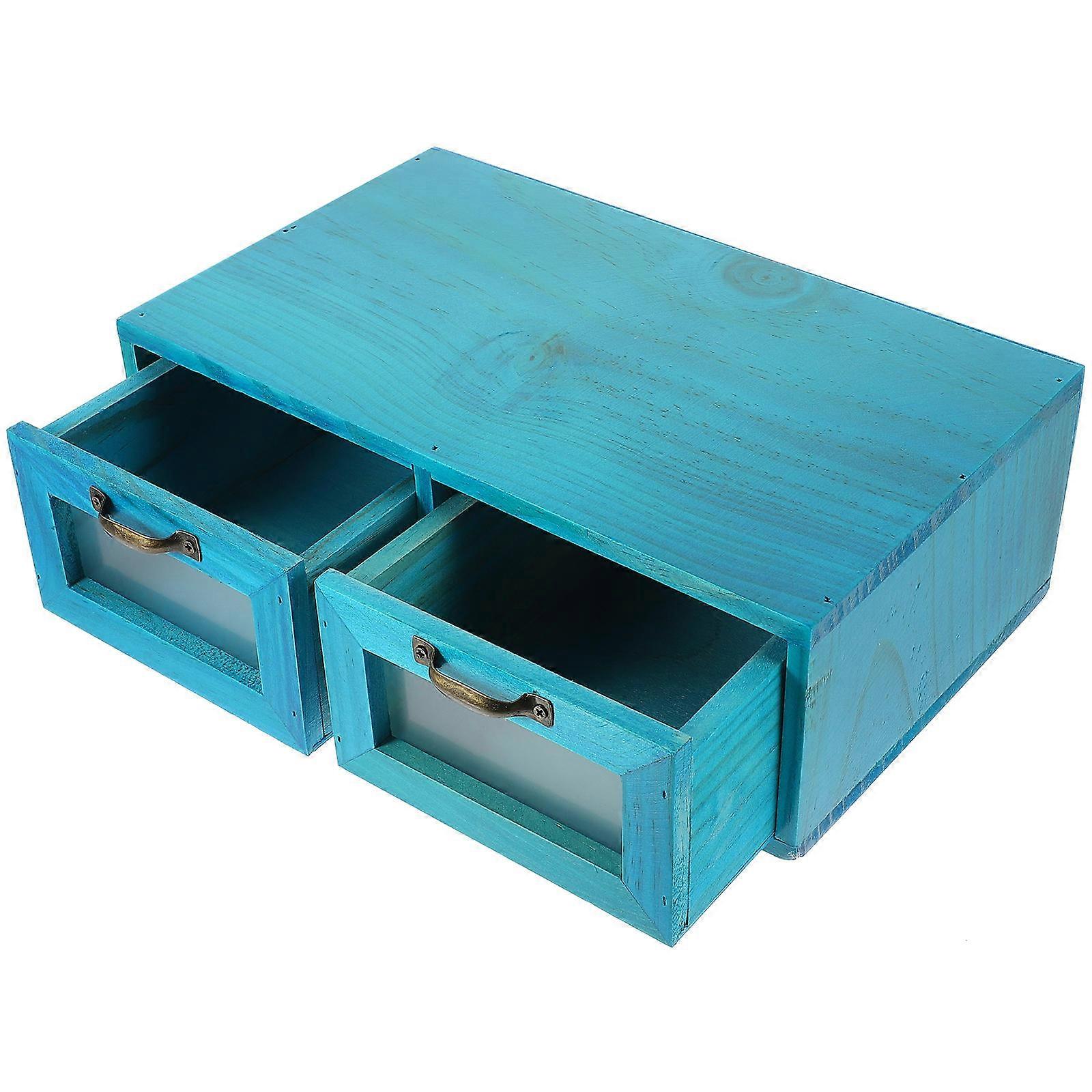 Desk Storage Organizer Tabletop Vanity Chest Closet Box Wood Minimalist But Delicate Office Use 1Set