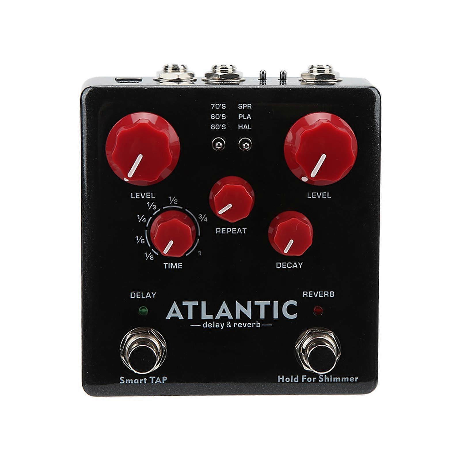 Multi Delay Reverb Pedal Metal Black Guitar Effect Pedals with 3 Reverberation Effects