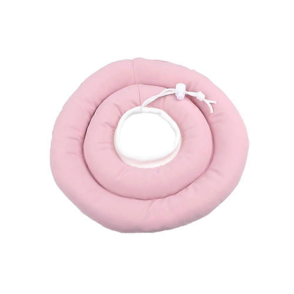 Pet protective collar for dogs and cats, adjustable, Elizabethan collar, soft ring, wound healing, scratchresistant, antilick head cover (Pink, L).
