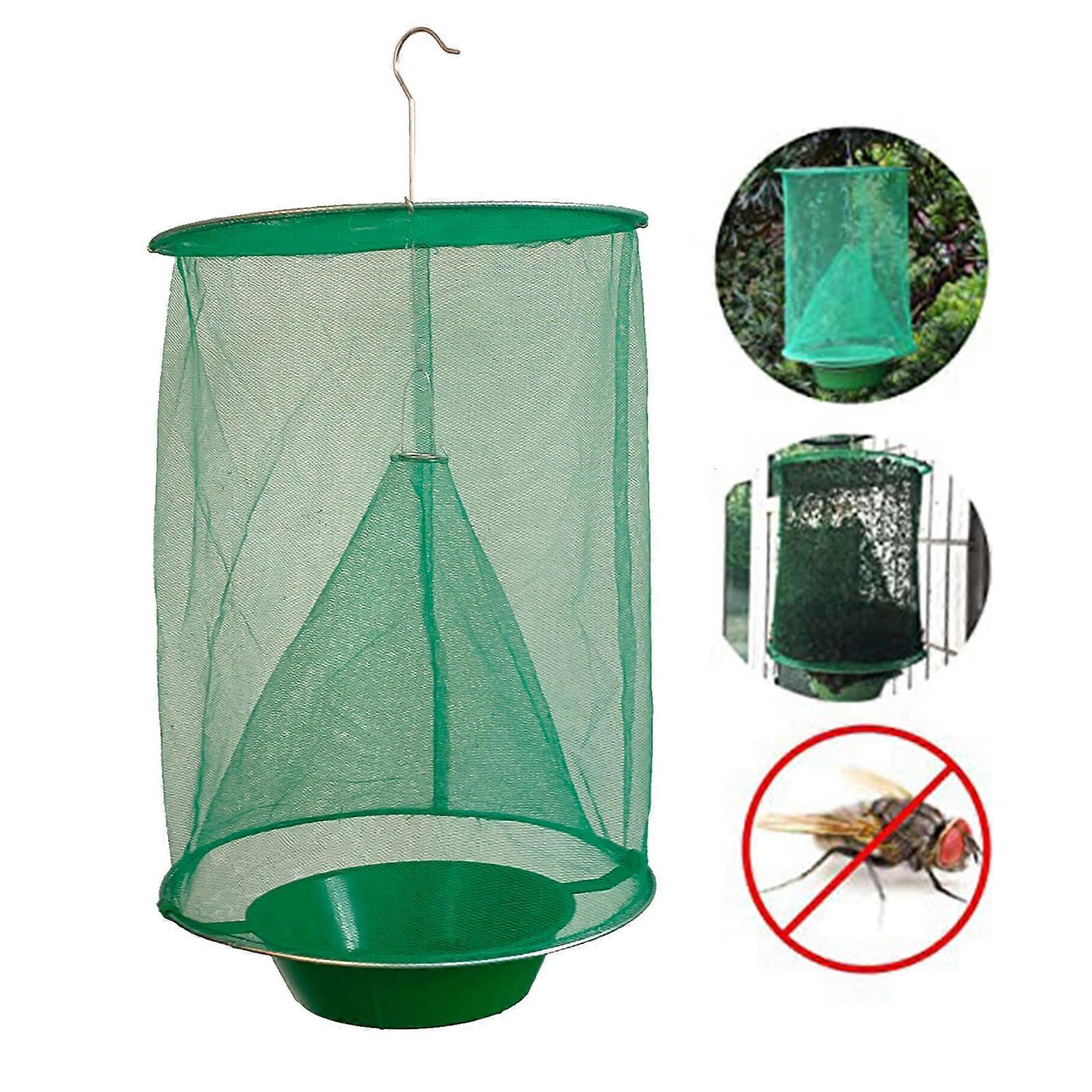 Fly Catcher Hanging Catching Fly Flytrap Foldable Flies Trap Cage with Pot for Garden Ranch Orchard