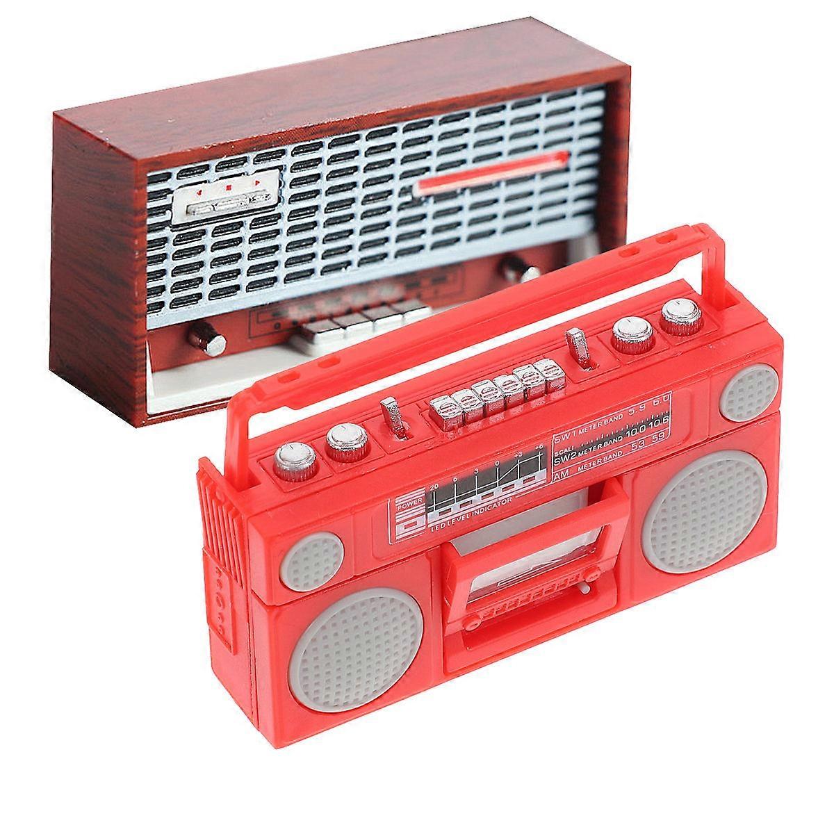 Miniature Plastic Dollhouse Furniture Set Retro Radio For Children 2Pcs