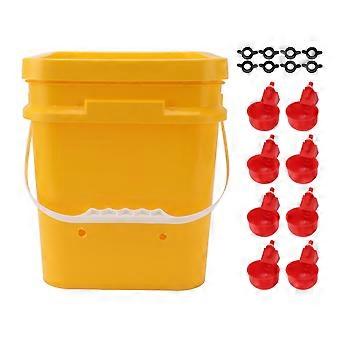 Automatische Kip Waterer Cup met 12L Handheld Barrel Poultry Drinking Equipemnt voor Goose Duck Bucket + Rode Vogel Bowl + Zwarte Schroeven