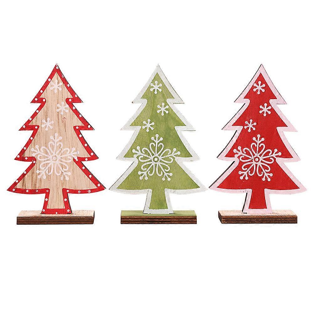 Desktop Ornaments Tree Creative Christmas Tree Model Accessory Decoration For Bookshelf Windowsill 4.7×3.1×0.2in 3Pcs