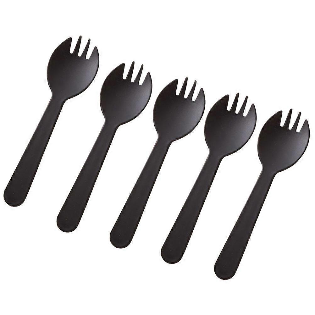 Dessert Forks MultiPurpose Fork And Spoon Combination Eating Utensil For Daily Use Household Black 100Pcs